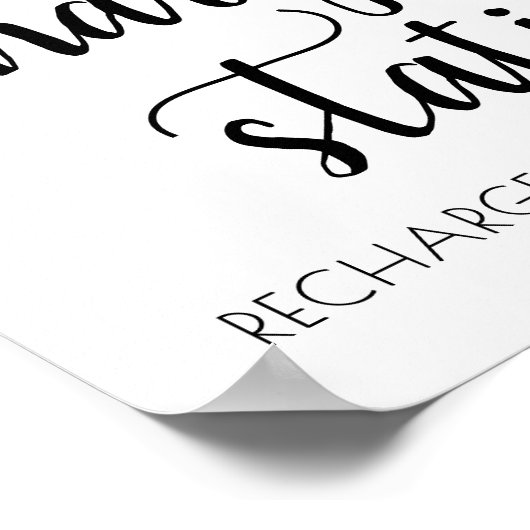 Eenvoudig modern laadstation | Black Script Sign Poster (Hoek)