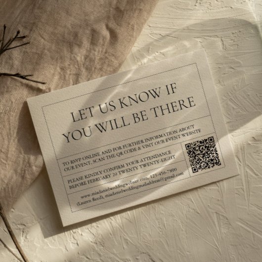 Eenvoudig & Modern  Label QR-code RSVP Kaartje