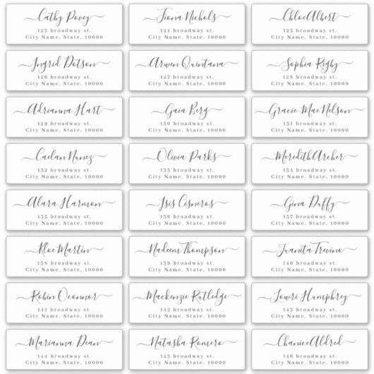 Eenvoudig modern label voor het huwelijksgastenadr (Voorkant)