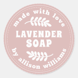 Eenvoudig modern lavender Soap Silver Pink Ronde Sticker