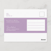 Eenvoudig Modern Lavender Weddenschap Save the Dat Briefkaart (Achterkant)