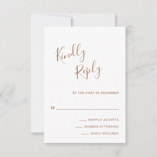 Eenvoudig modern legant terracotta Wedding RSVP Kaartje (Voorkant)
