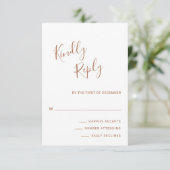Eenvoudig modern legant terracotta Wedding RSVP Kaartje (Staand voorkant)