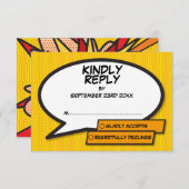 Eenvoudig Modern Leuk Stripboek Spraak Bubble RSVP Kaartje (Voorkant / Achterkant)