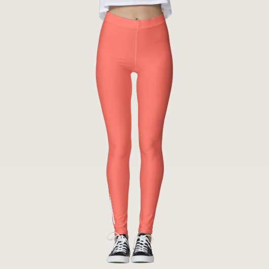 Eenvoudig modern levend koraal leggings (Voorkant)