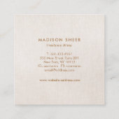 Eenvoudig modern, licht beige Linen Professional Vierkante Visitekaartje (Achterkant)