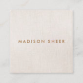 Eenvoudig modern, licht beige Linen Professional Vierkante Visitekaartje (Voorkant)