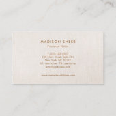 Eenvoudig modern, licht beige Linen Professional Visitekaartje (Achterkant)