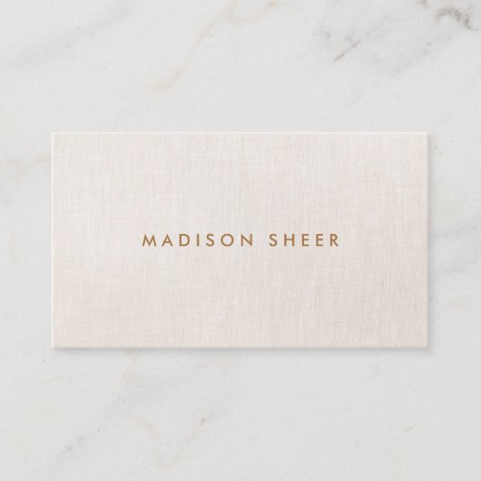 Eenvoudig modern, licht beige Linen Professional Visitekaartje (Voorkant)