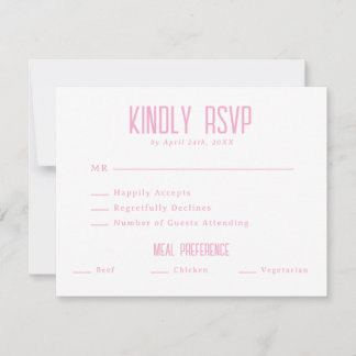 Eenvoudig Modern Licht Elegant Roze Bruiloft RSVP Kaartje