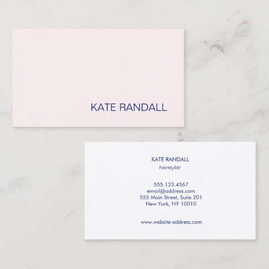 Eenvoudig Modern Licht Roze Schoonheidsberoeps Visitekaartje (Voorkant / Achterkant)