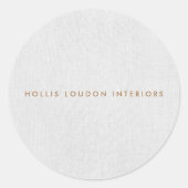 Eenvoudig, modern, lichtgrijs linnen "look" ronde sticker (Voorkant)