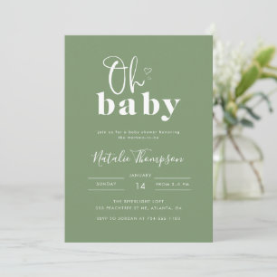 Eenvoudig Modern Lichtgroen Oh Baby Shower Kaart