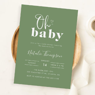 Eenvoudig Modern Lichtgroen Oh Baby Shower Kaart