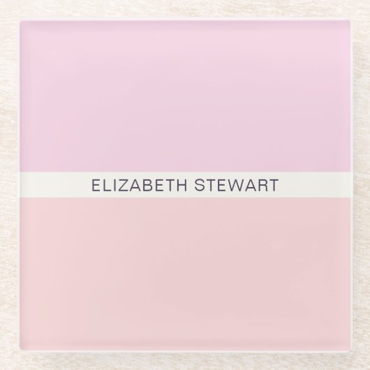 Eenvoudig modern lichtroze en koraal glazen onderzetter (Voorkant)