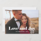 Eenvoudig modern | Liefde en Joy met Foto Feestdagenkaart (Voorkant)