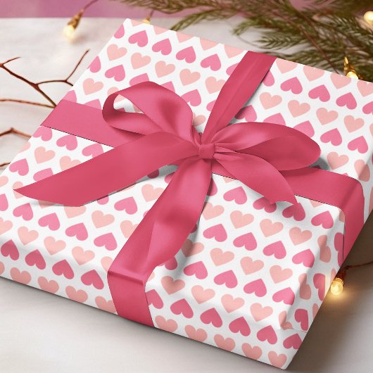 Eenvoudig Modern Liefde Hart Roze Peach Wit Cadeaupapier