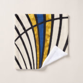 Eenvoudig, modern, lijnen, goud, blauw, room bad handdoek (Wasdoekje)