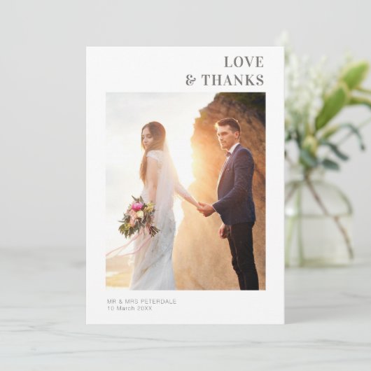 Eenvoudig, modern lijst bruiloft bedankt (Staand voorkant)