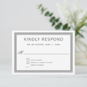 Eenvoudig Modern Lijst Elegant Bruiloft RSVP Kaartje (Staand voorkant)