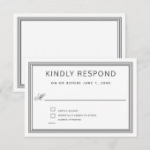 Eenvoudig Modern Lijst Elegant Bruiloft RSVP Kaartje (Voorkant / Achterkant)