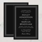 Eenvoudig Modern Lijst Elegant Zwart Bruiloft Kaart (Voorkant / Achterkant)