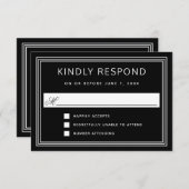Eenvoudig modern Lijst elegant zwart RSVP (Voorkant / Achterkant)