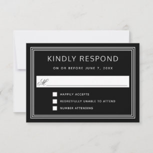 Eenvoudig modern Lijst elegant zwart RSVP Kaartje