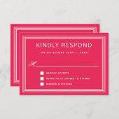 Eenvoudig modern Lijst, gebold roze RSVP (Voorkant / Achterkant)
