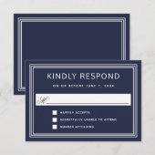 Eenvoudig modern Lijst legant Navy RSVP (Voorkant / Achterkant)