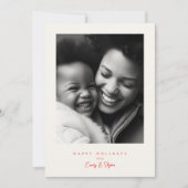 Eenvoudig Modern lijst Rood & Crème Kerst Gelukkig Feestdagenkaart (Voorkant)