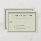 Eenvoudig modern Lijst Sage Green Wedding RSVP (Voorkant / Achterkant)