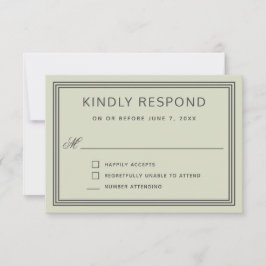 Eenvoudig modern Lijst Sage Green Wedding RSVP