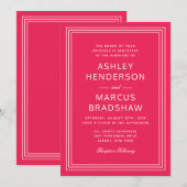 Eenvoudig Modern Lijst Vet Roze Bruiloft Kaart (Voorkant / Achterkant)