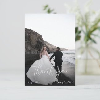 Eenvoudig modern Lijst voor fotoscript Bedankkaart
