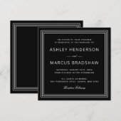 Eenvoudig Modern Lijst Zwart Huwelijksuitnodiging Kaart (Voorkant / Achterkant)