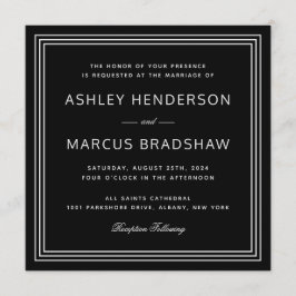 Eenvoudig Modern Lijst Zwart Huwelijksuitnodiging Kaart