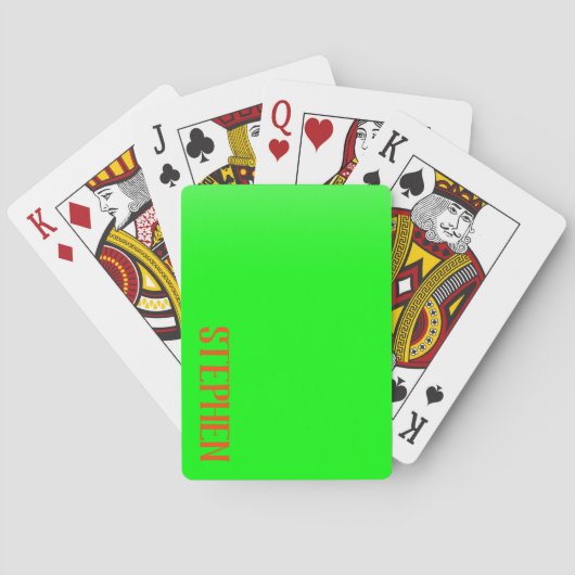Eenvoudig & modern Lime Green & Oranje - Persoonli Pokerkaarten (Achterkant)