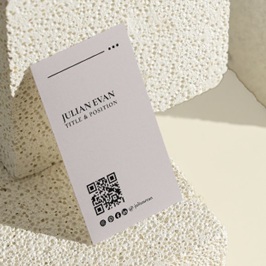 Eenvoudig Modern LinkedIn QR Code Beige Minimalist Visitekaartje