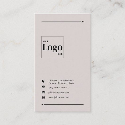 Eenvoudig Modern LinkedIn QR Code Beige Minimalist Visitekaartje (Achterkant)