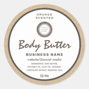 Eenvoudig modern linnen script body butter label