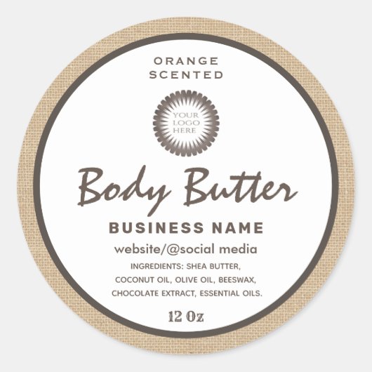 Eenvoudig modern linnen script body butter label (Voorkant)