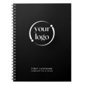 Eenvoudig modern logo op zwart notitieboek (Voorkant)