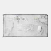 Eenvoudig Modern Logo Wit Marmer Kantoor Bureaumat (Keyboard & Muis)