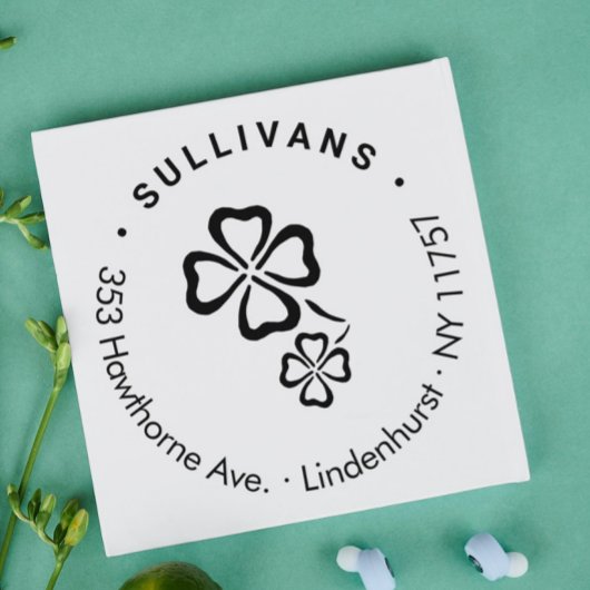 Eenvoudig modern Lucky Clovers Family Return-adres Zelfinktende Stempel