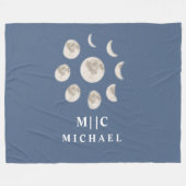 Eenvoudig modern maanmonogram gepersonaliseerd fleece deken (Voorkant (Horizontaal))