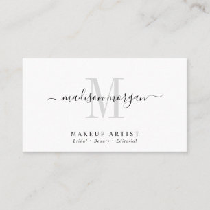Eenvoudig Modern Make-up Artist Script Monogram Visitekaartje