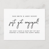 Eenvoudig modern manuscript enkel kreeg Geëngageer Aankondigingskaart (Achterkant)