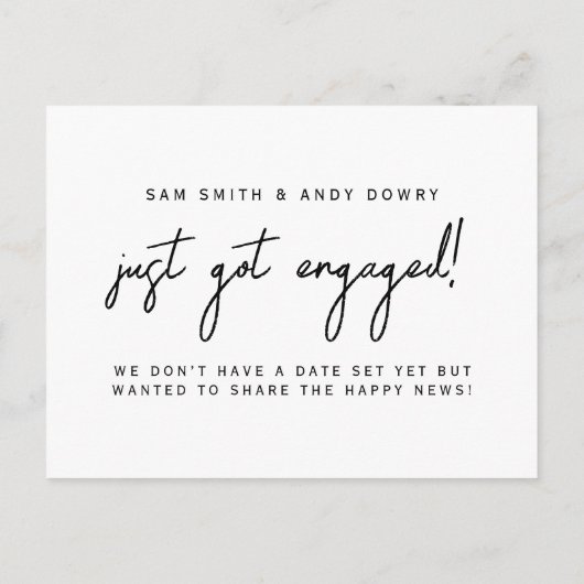 Eenvoudig modern manuscript enkel kreeg Geëngageer Aankondigingskaart (Achterkant)