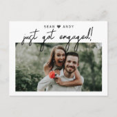 Eenvoudig modern manuscript enkel kreeg Geëngageer Aankondigingskaart (Voorkant)